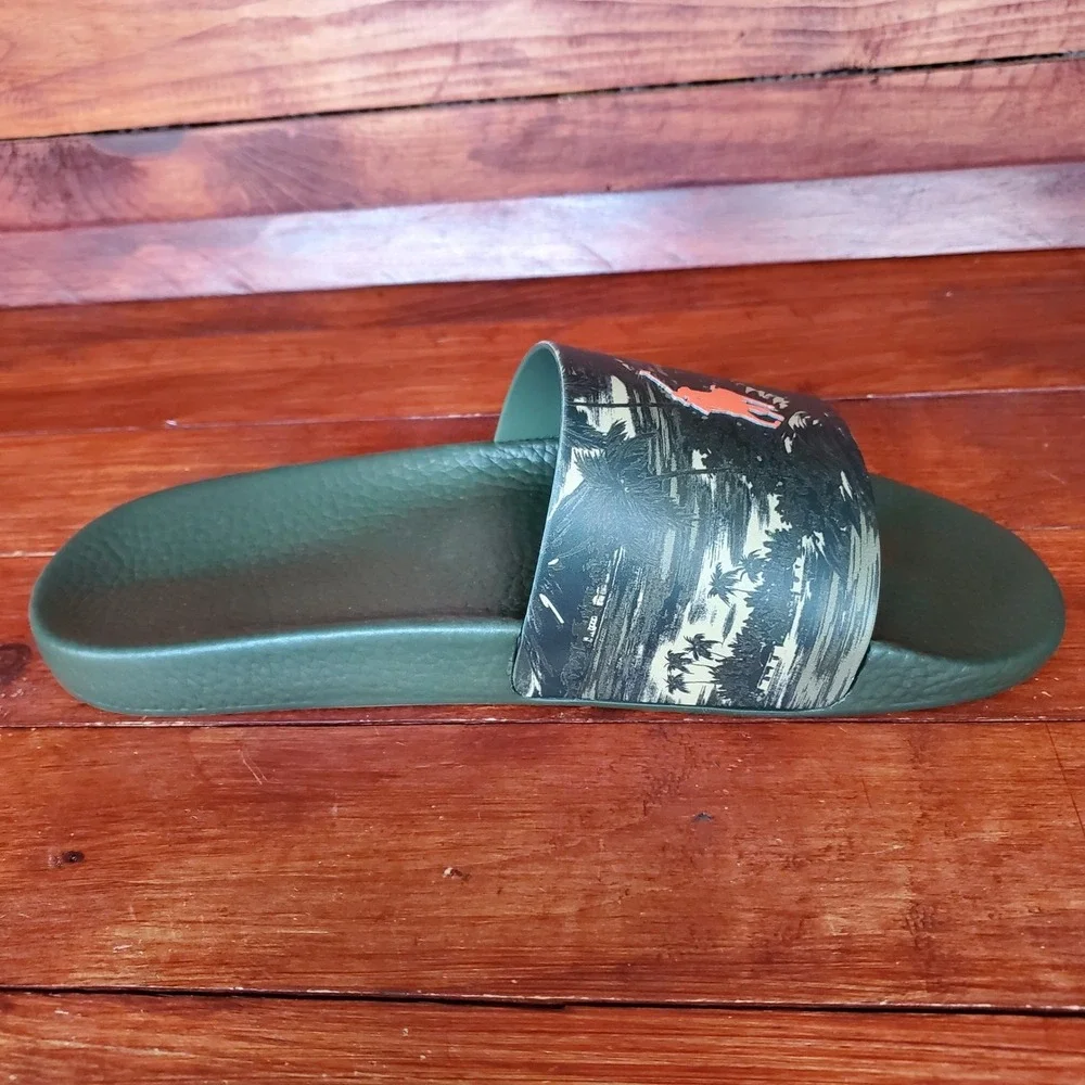 Polo Ralph Lauren Slides Men 14 Green Tropical Island Hawaiian Big Pony‎ New